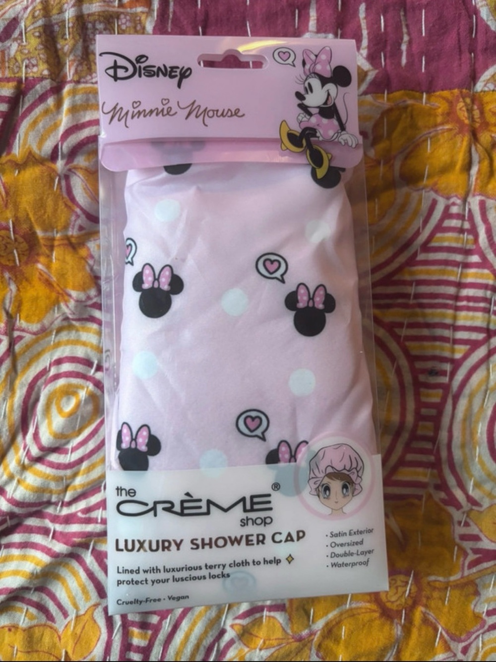 Disney x Crème Shop Minnie Mouse Pink Polka Dot Shower Cap
